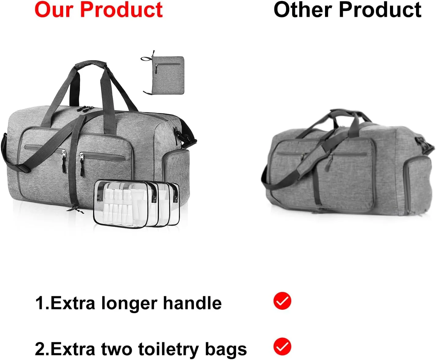 Dimayar 85L Travel Duffle Bag - Foldable Duffel Bag with Shoes Compartment - Overnight Bags Waterproof & Tear Resistant(Purple)