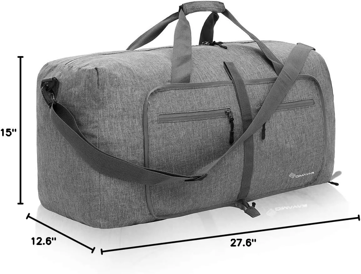 Dimayar 85L Travel Duffle Bag for Men Women - Foldable Duffel Bag with Shoes Compartment - Overnight Bags Waterproof & Tear Resistant(Gray)