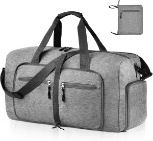 Dimayar 85L Travel Duffle Bag for Men Women - Foldable Duffel Bag with Shoes Compartment - Overnight Bags Waterproof & Tear Resistant(Gray)