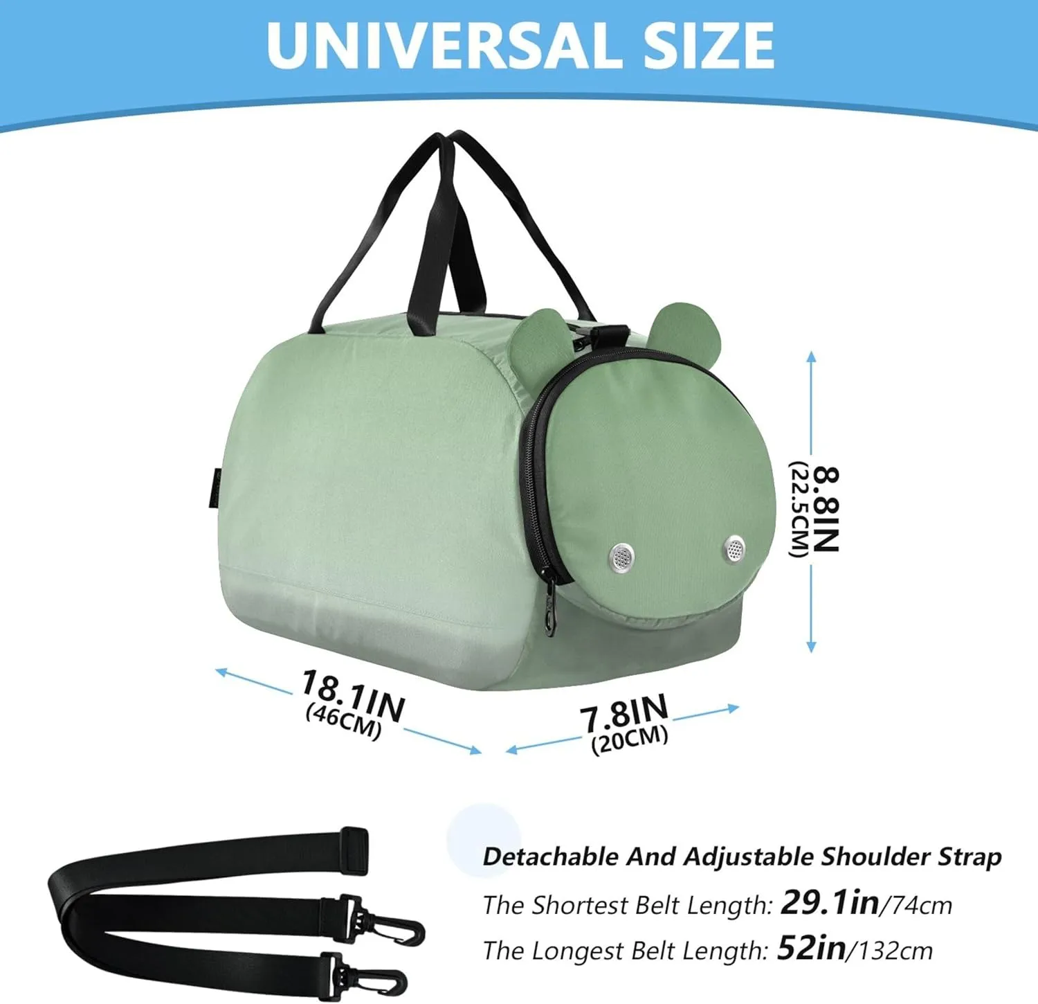 Dinosaur Green Mint Cream Gradient Girls Duffle Bags for Travel Overnight Weekender Duffel Boys Carry on Duffel Bag Dance Duffle Bag