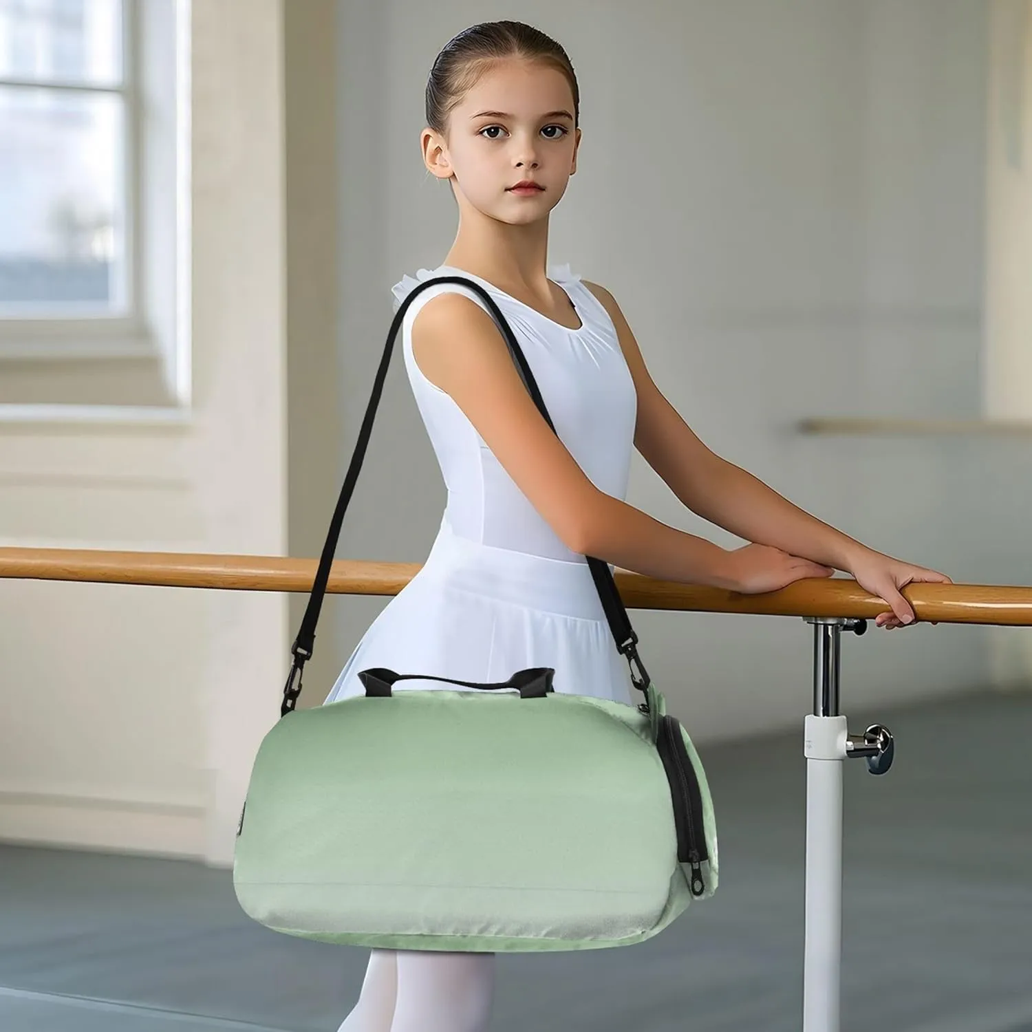 Dinosaur Green Mint Cream Gradient Girls Duffle Bags for Travel Overnight Weekender Duffel Boys Carry on Duffel Bag Dance Duffle Bag