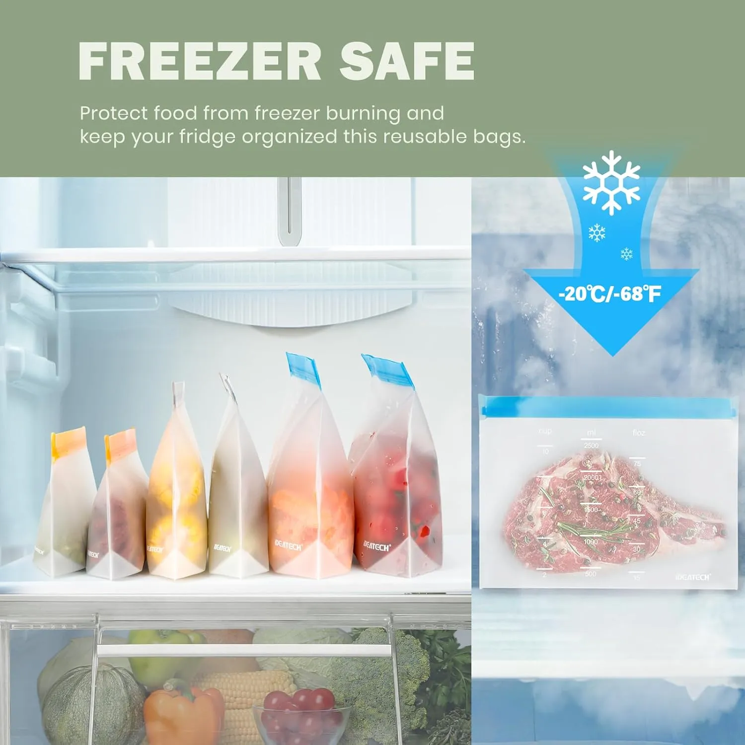 Dishwasher Safe Reusable Storage Bags Stand Up - BPA Free Reusable Sandwich Bags - Leakproof Gallon Freezer Bags, Silicone Food Storage Bags - Multicolor 4 Gallon   6 Sandwich   4 Snack Bags