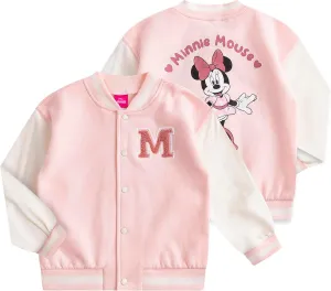 Disney Lilo & Stitch Minnie Mouse Girls Letterman Varsity Bomber Jacket for Big Kids