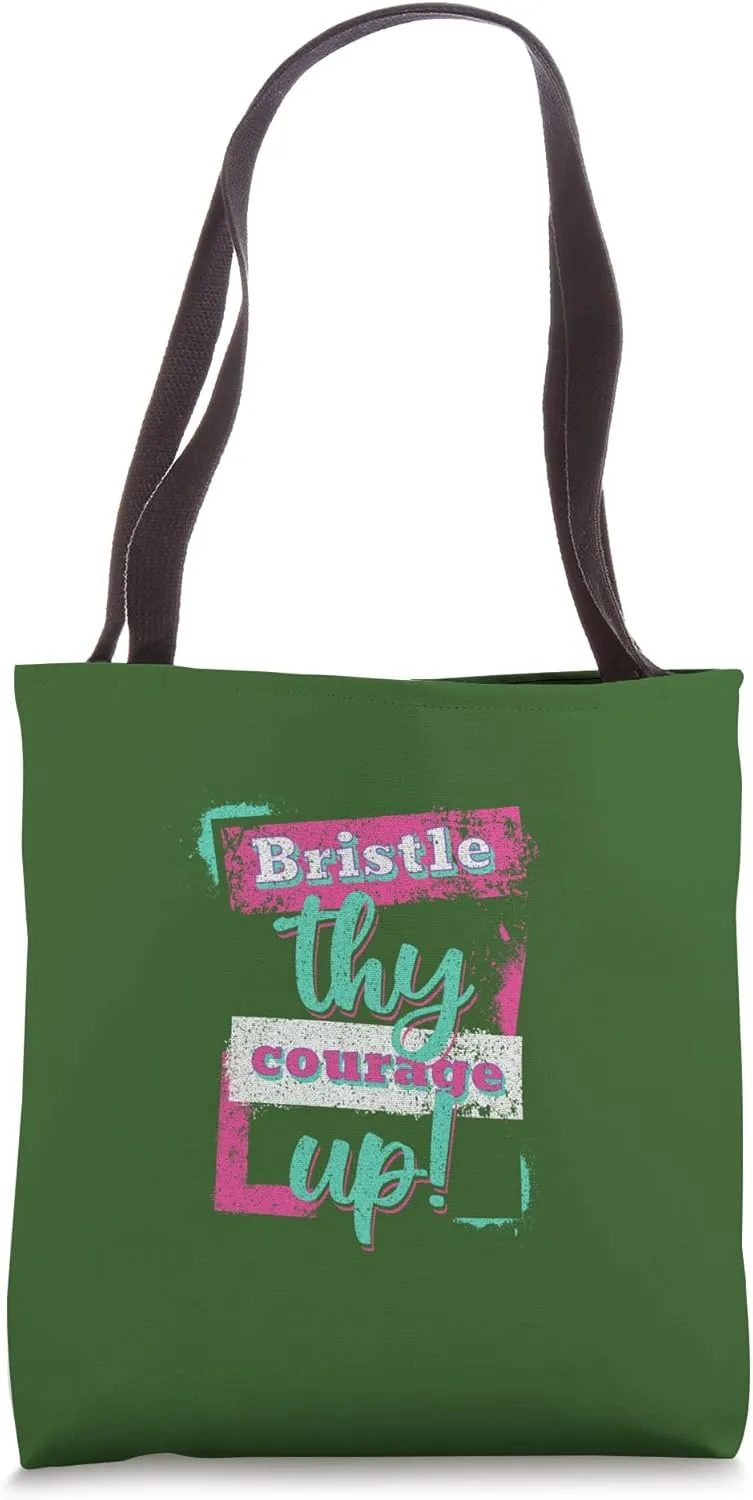 Distressed Bristle Courage Henry Fifth Shakespeare Quotation Tote Bag