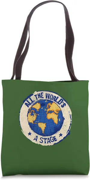 Distressed World Stage Jacques Shakespeare Quotation Comedy Tote Bag