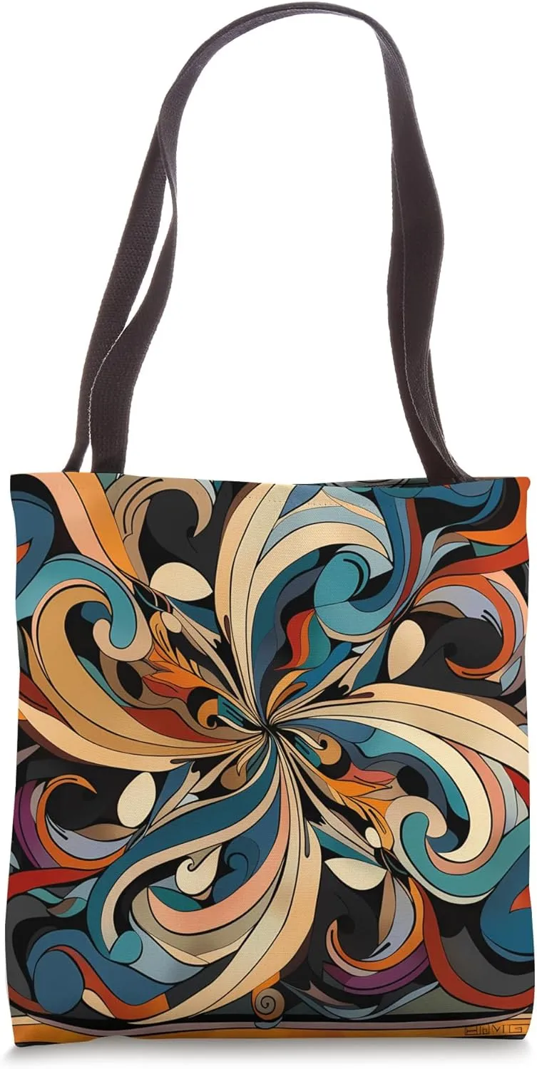 Dizzy Abstract Art Nouveau Design - Modern Geometric Tote Bag