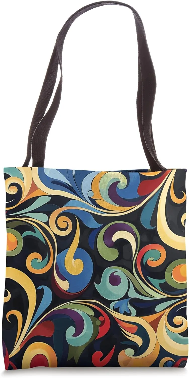 Dizzy Abstract Art Nouveau Pattern - Vibrant Geometric Tote Bag