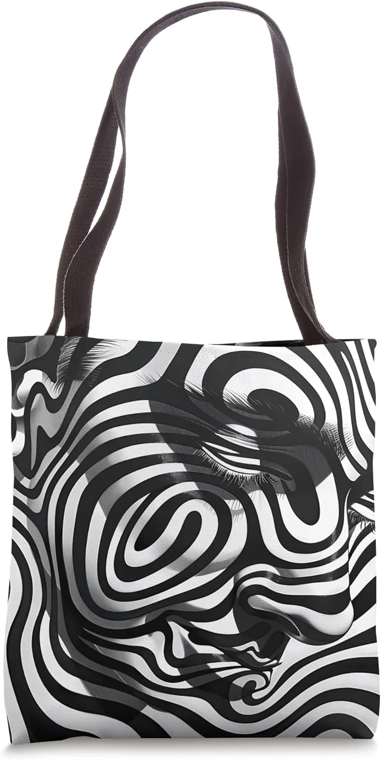 Dizzy Abstract Black and White Design Tote Bag
