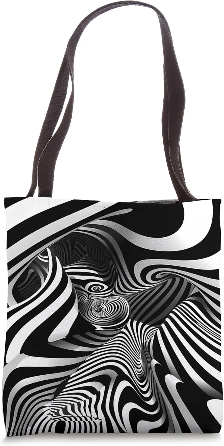 Dizzy Abstract Black and White Design Tote Bag