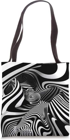 Dizzy Abstract Black and White Design Tote Bag