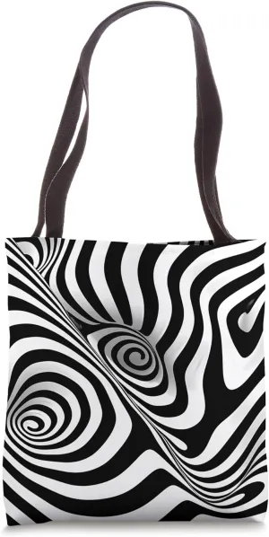 Dizzy Abstract Black and White Pattern Tote Bag