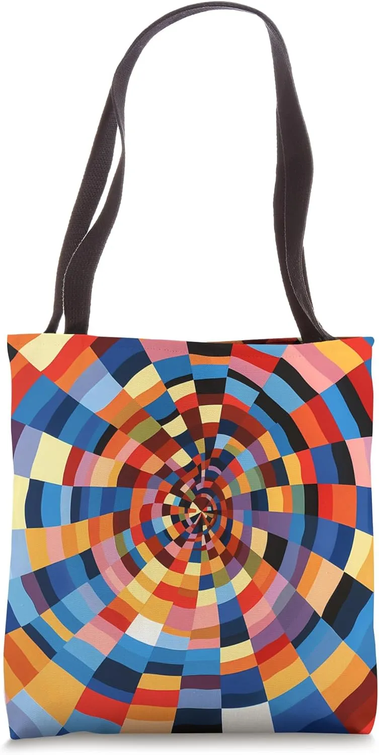 Dizzy Abstract Color Block Design Tote Bag