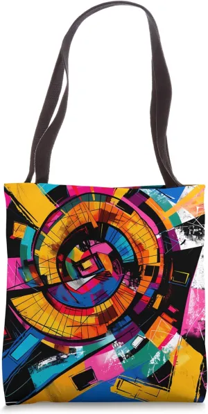 Dizzy Abstract Color Block Design Tote Bag