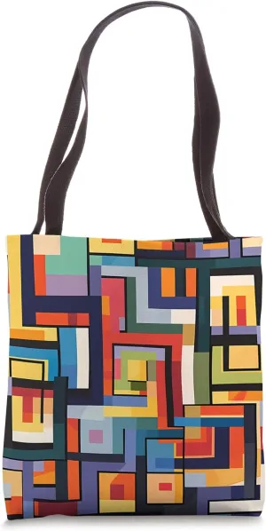 Dizzy Abstract Color Block Design Tote Bag