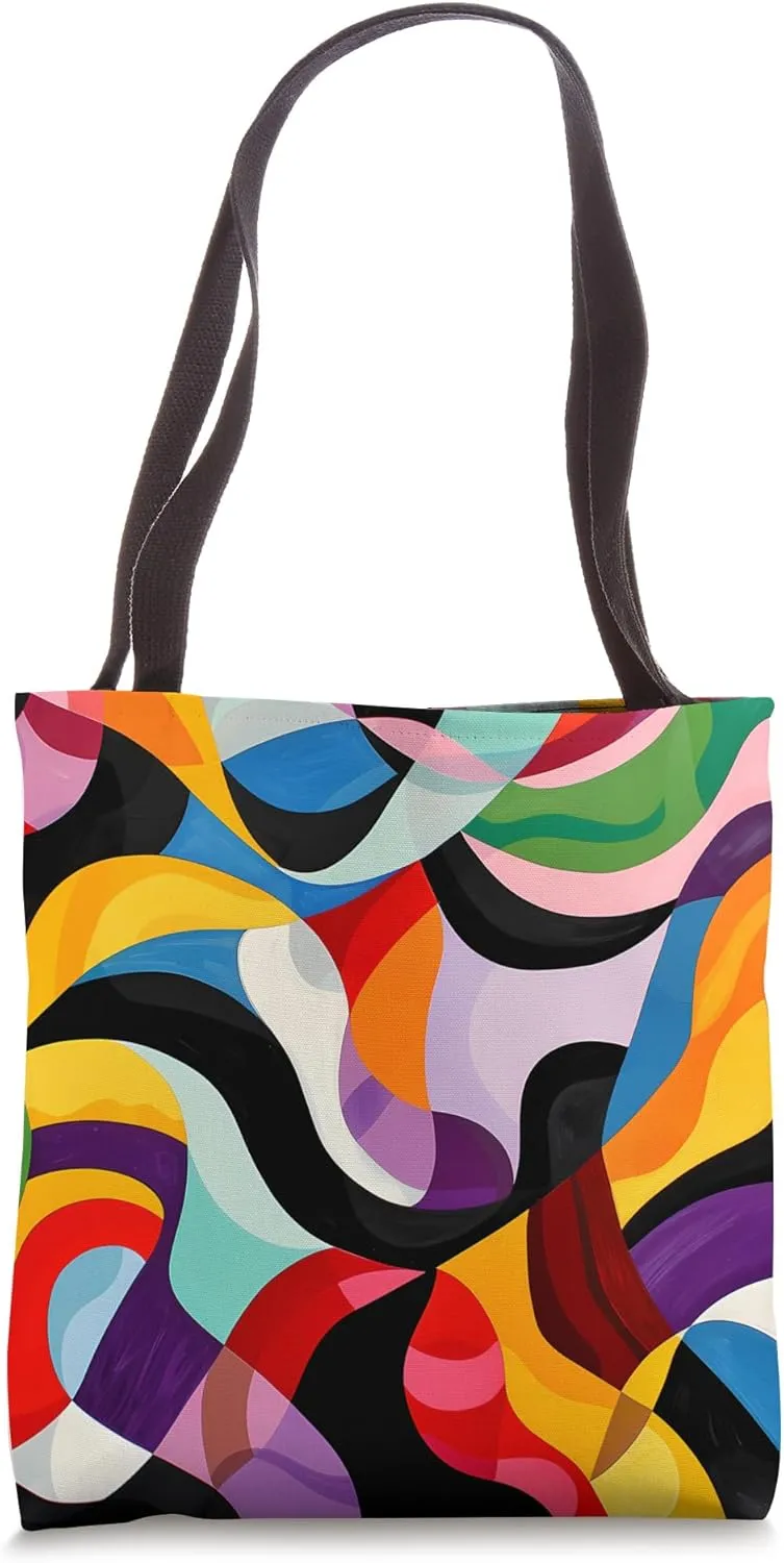 Dizzy Abstract Color Block Design Tote Bag