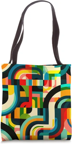 Dizzy Abstract Color Block Pattern Print Tote Bag