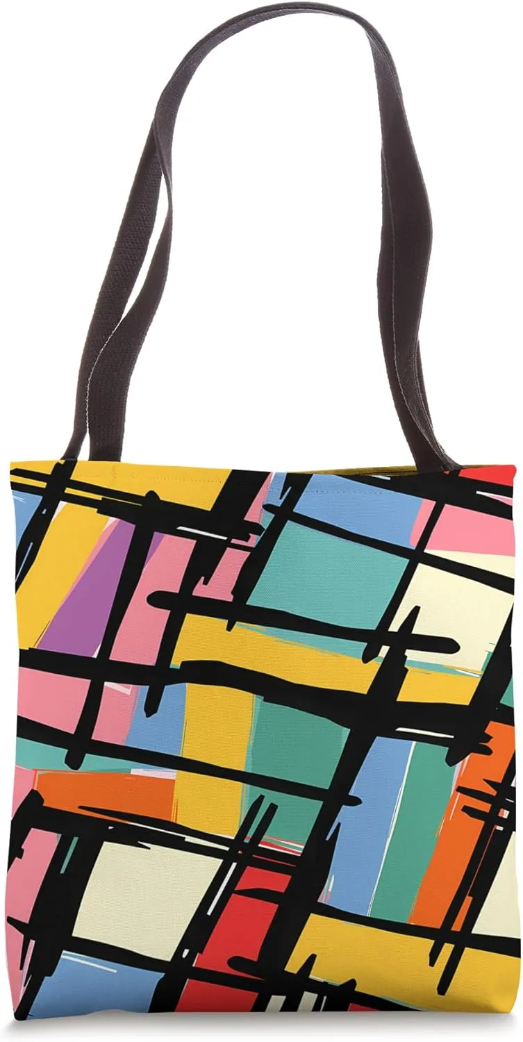 Dizzy Abstract Color Block Pattern Tote Bag