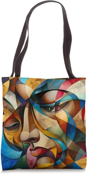 Dizzy Abstract Cubism Design Tote Bag