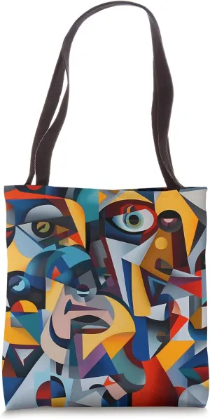 Dizzy Abstract Cubism Design Tote Bag