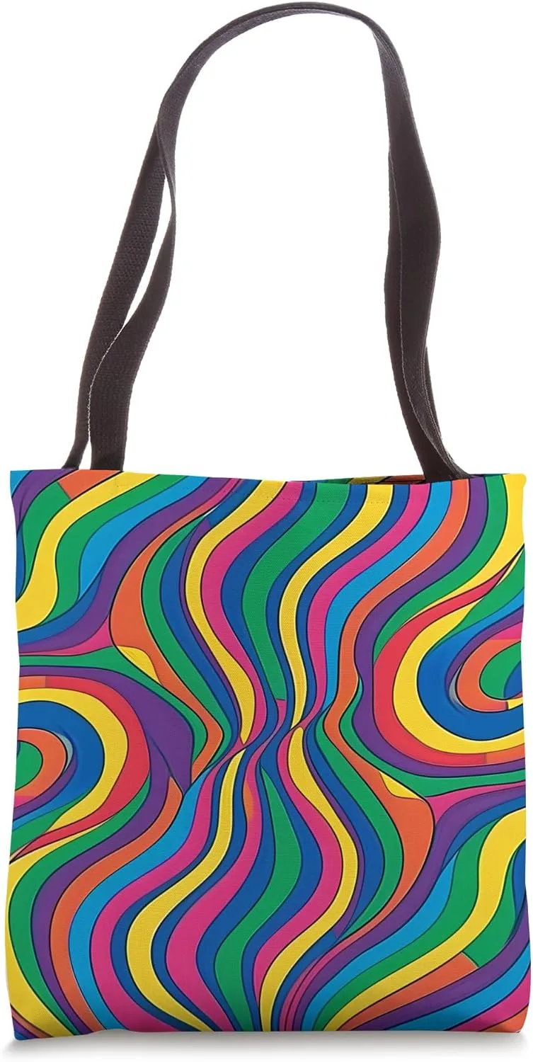 Dizzy Abstract Rainbow Pattern Tote Bag