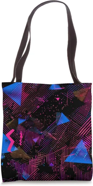 Dizzy Abstract Synthwave Pattern Tote Bag