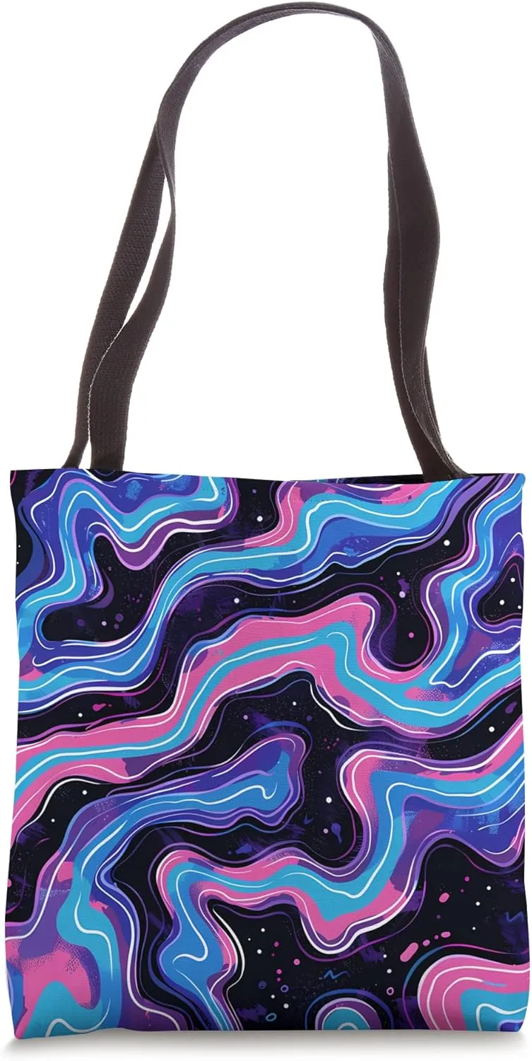 Dizzy Abstract Synthwave Pattern Tote Bag
