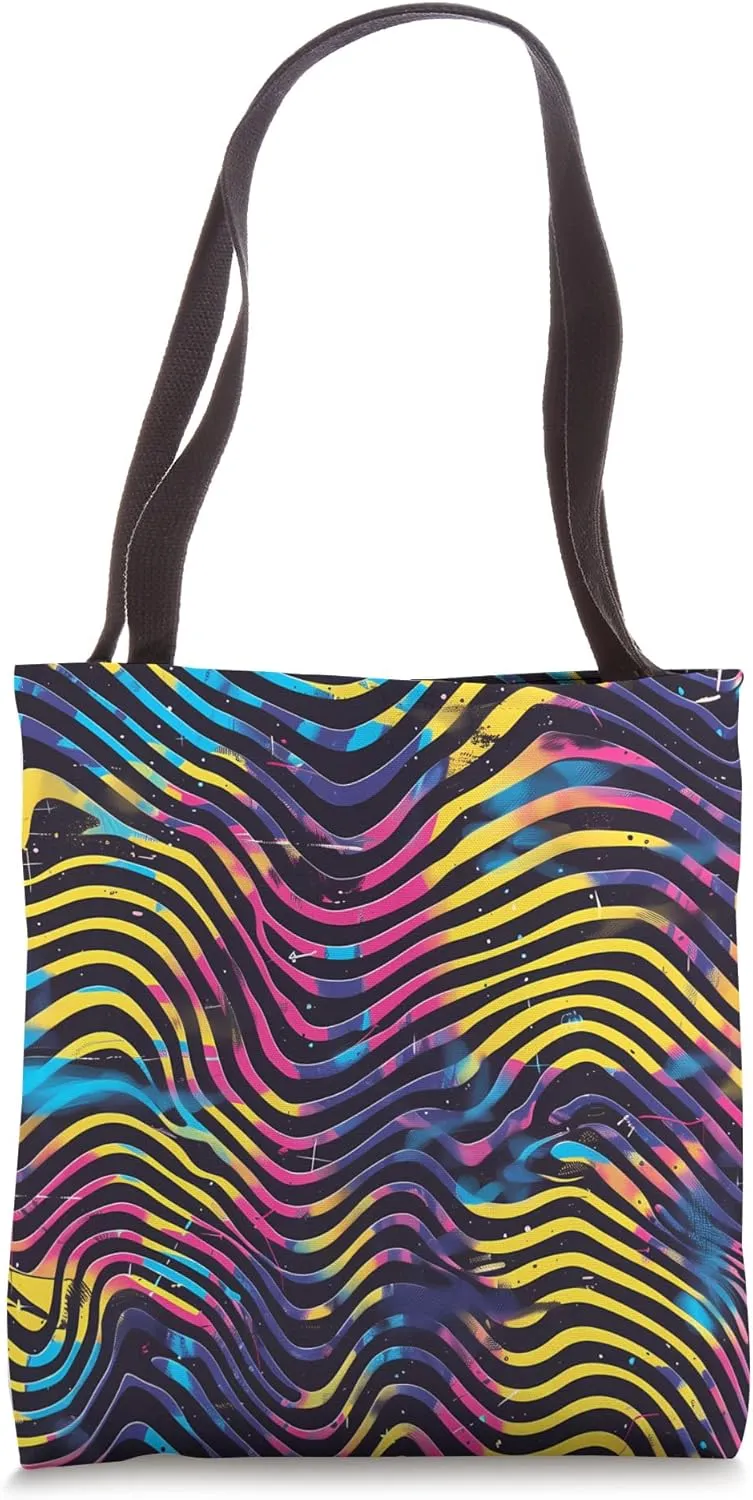 Dizzy Abstract Synthwave Pattern Tote Bag