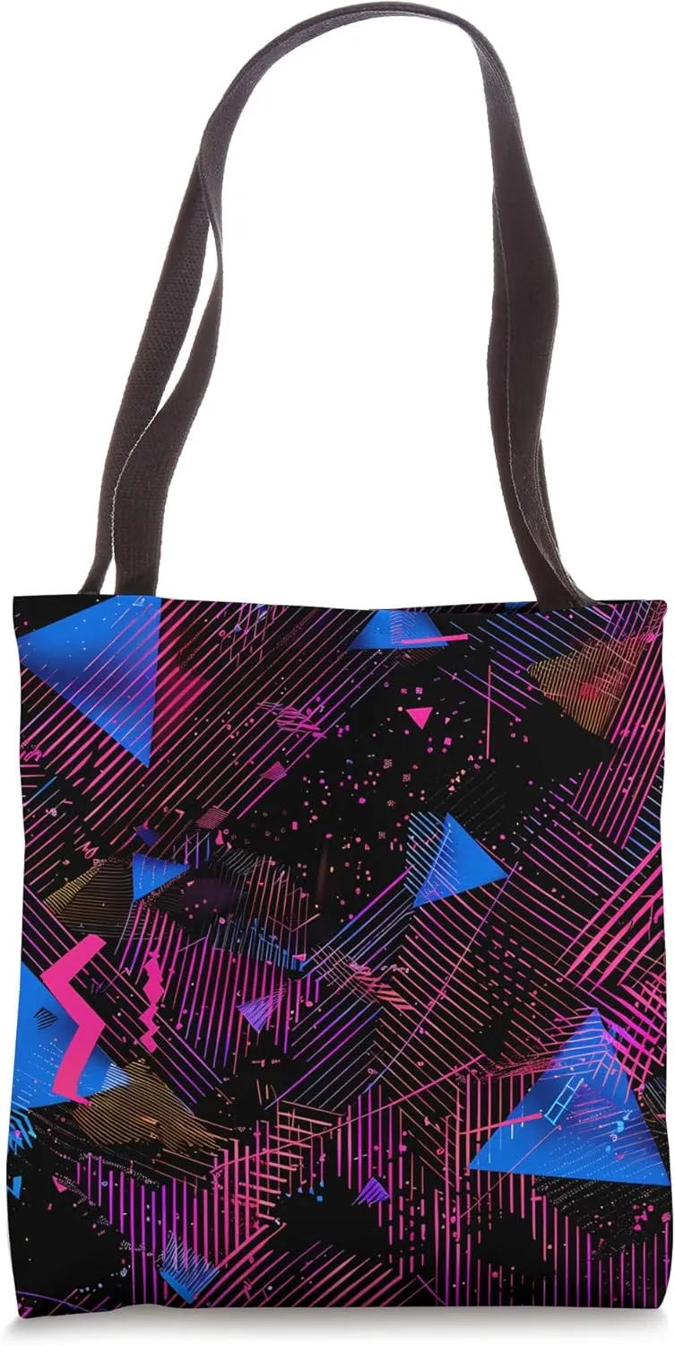 Dizzy Abstract Synthwave Pattern Tote Bag