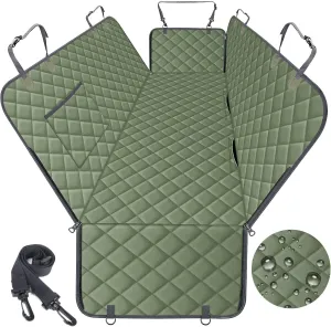 Dog Car Seat Cover, Durable Waterproof Scratch Proof Nonslip Dog Hammock, Pet Back Seat Covers with Pocket for Cars SUVs and Trucks - S, Green