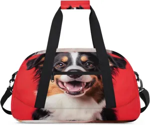 Dog Puppy Sports Duffle Gym Bags for Men or Women, Cute Dogs Lightweight Carry On Overnight Weekender Bag for Travel Workout