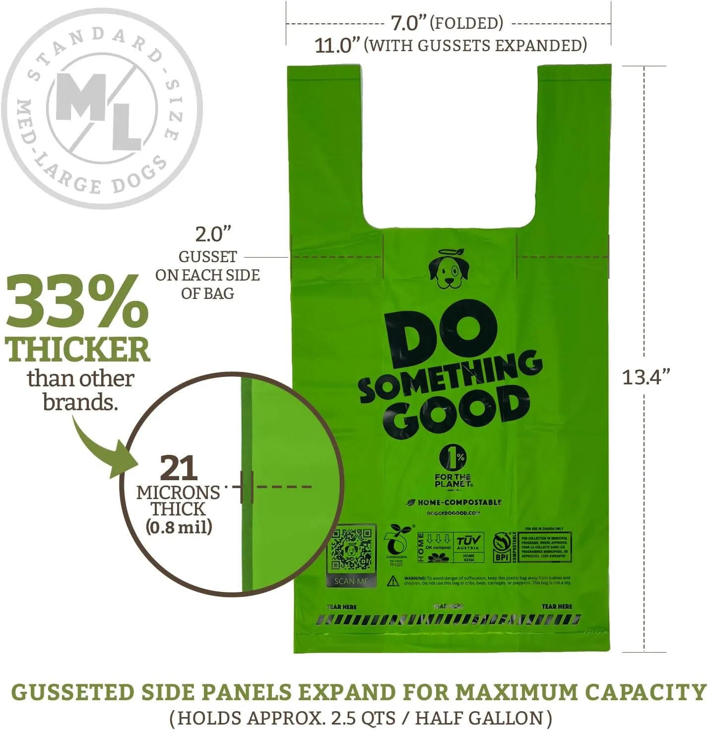 Doggy Do Good Poop Bags for Dogs (180 Ct), Easy Open Dog Poop Bags Grab & Go Box, Certified Home Compostable