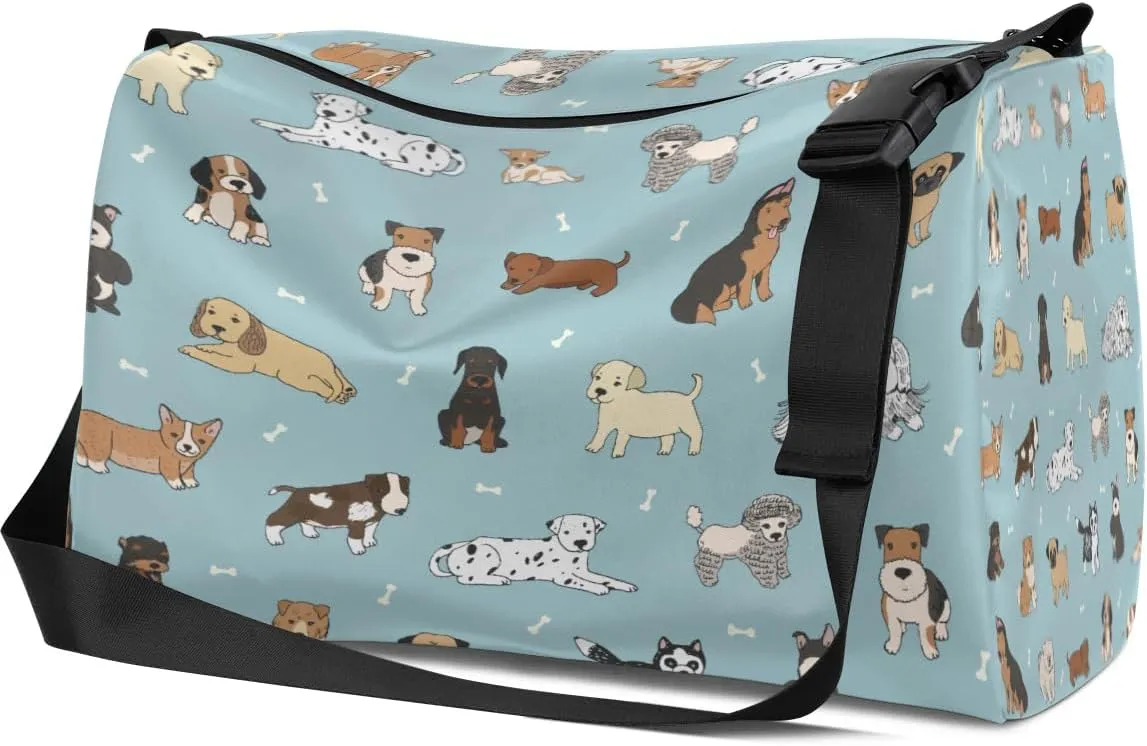 Dogs Small Gym Bag for Men Women Workout Sport Duffle Bag Waterproof Weekender Overnight Bag Lightweight Carry on Tote Bag Crossbody Shoulder Travel Bag for Swim Yoge Dance