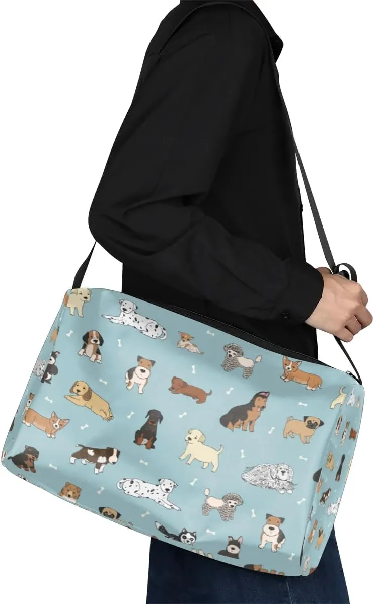 Dogs Small Gym Bag for Men Women Workout Sport Duffle Bag Waterproof Weekender Overnight Bag Lightweight Carry on Tote Bag Crossbody Shoulder Travel Bag for Swim Yoge Dance