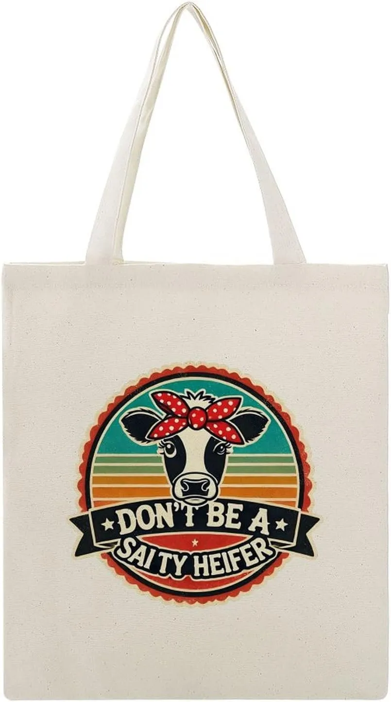 Don't Be A Salty Heifer Canvas Tote Bag Reusable Shopping Bag