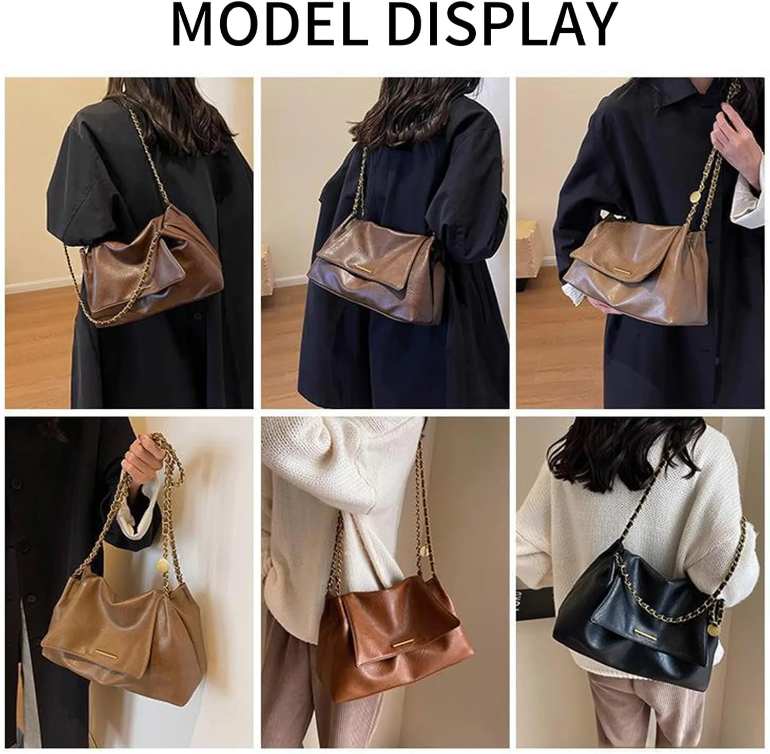 DOTBABY Soft Leather Shoulder Bag for Women, Crossbody Bag with Metal Strap, Western Large Capacity Buckle Style Totes Bags