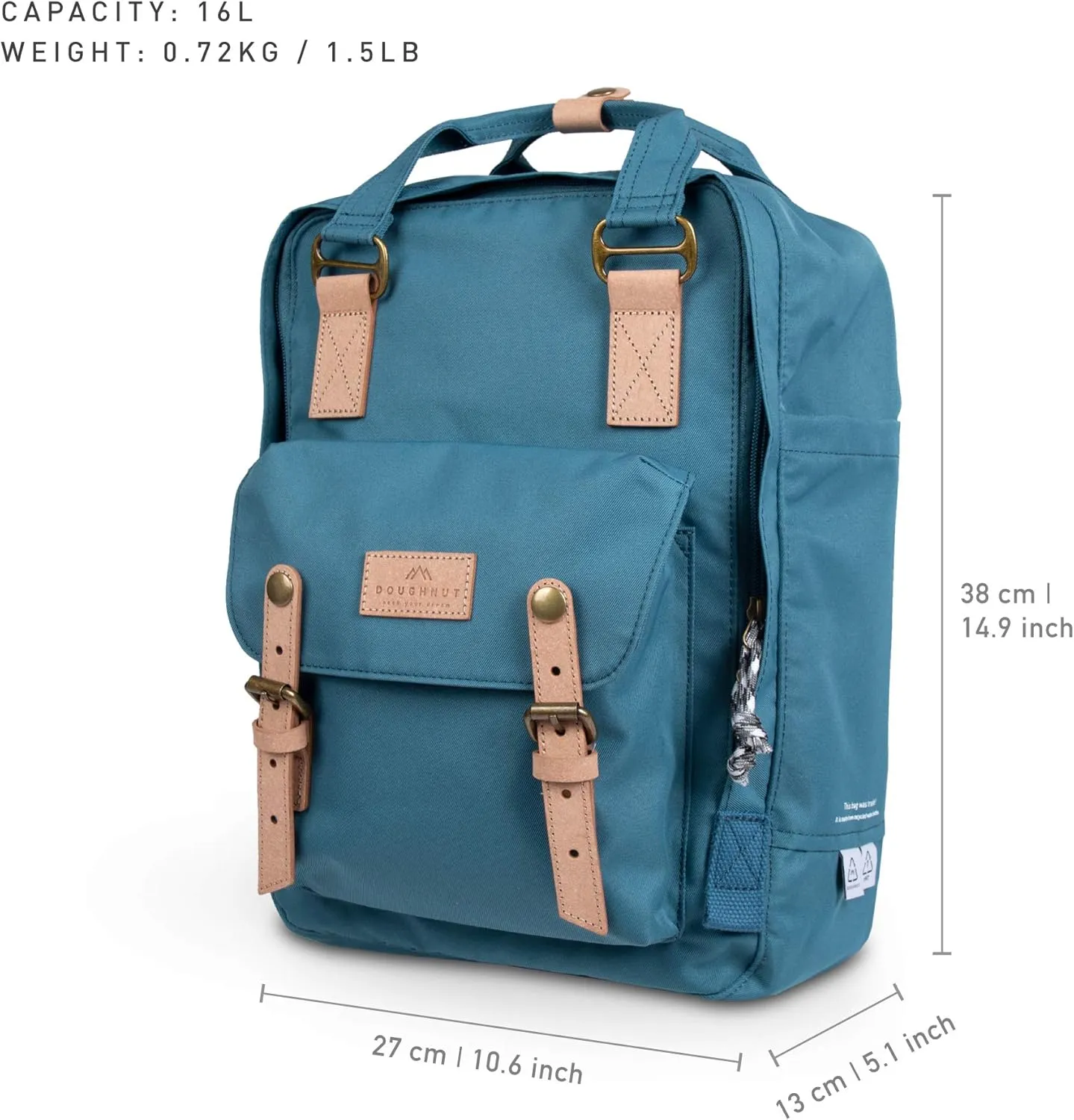 Doughnut Macaroon Reborn Series 16L Travel School Ladies College Girls Lightweight Casual Daypacks Bag Backpack (Denim)