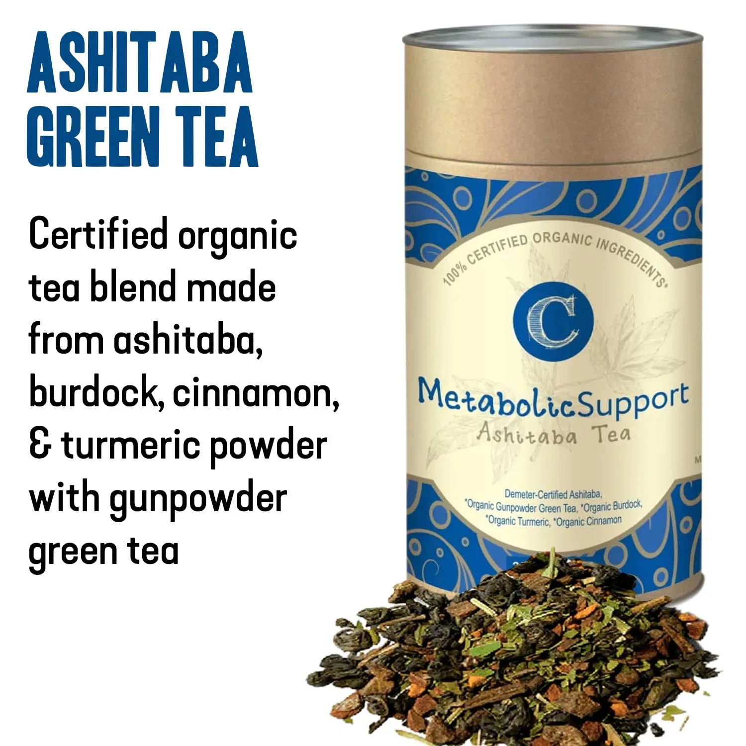 Dr. Cowan’s Garden Organic Ashitaba Green Tea - 20 Teabags - Metabolic Support Herbal Tea Bags with Turmeric Powder, Calming Digestive Support for Health & Well-Being, Ashitaba Herbs Grown in the USA