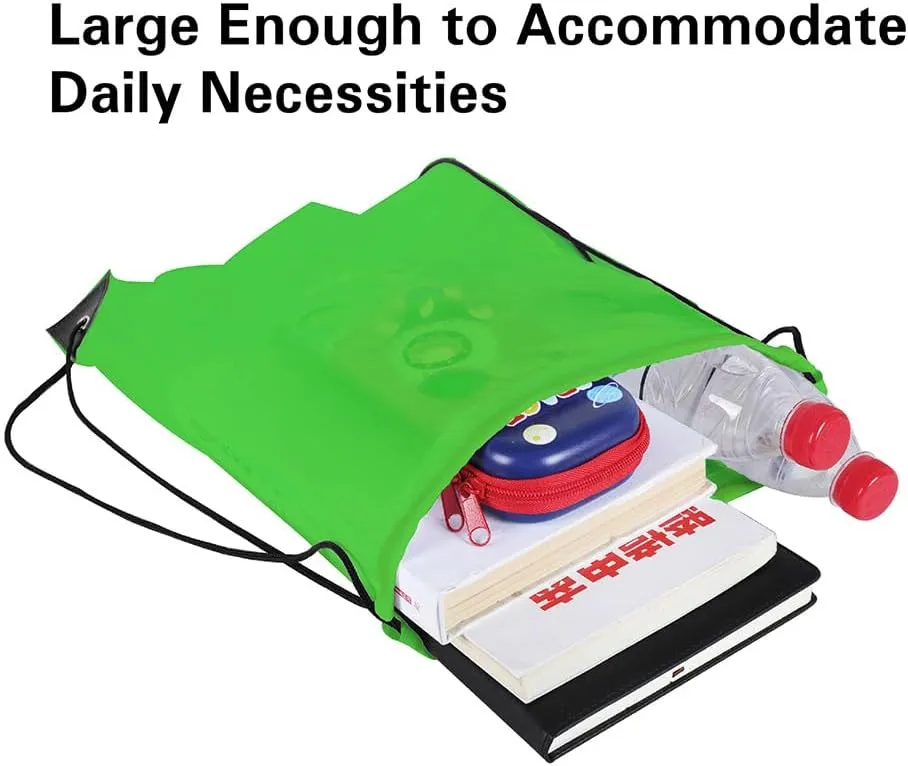 Drawstring Backpack, 30 Pcs Bulk Draw String Bags, Polyester Cinch Bag for Sport Gym, Green