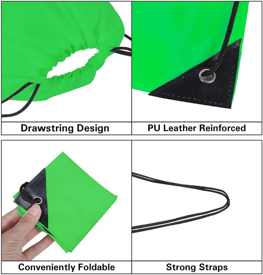 Drawstring Backpack, 30 Pcs Bulk Draw String Bags, Polyester Cinch Bag for Sport Gym, Green