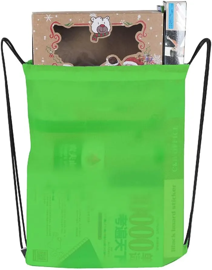 Drawstring Backpack, 30 Pcs Bulk Draw String Bags, Polyester Cinch Bag for Sport Gym, Green
