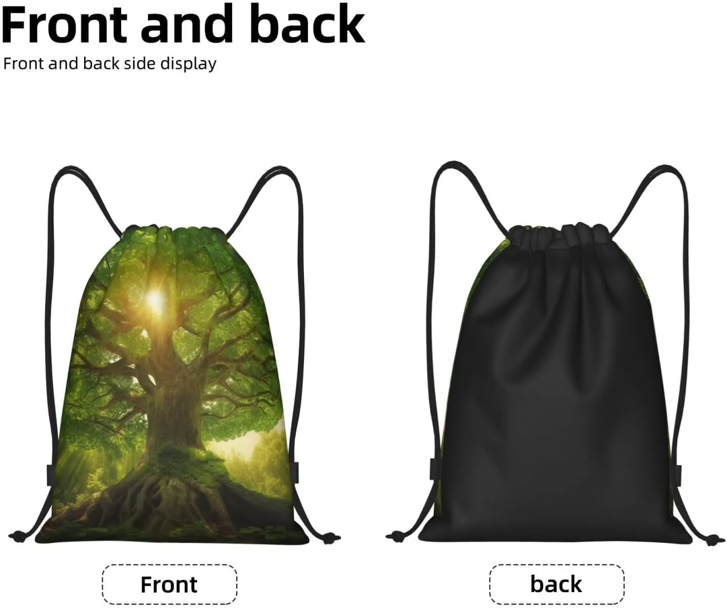 Drawstring Backpack Sports Gym Bag Nature Green Big Tree Drawstring Bags Foldable Backpack for Women Men