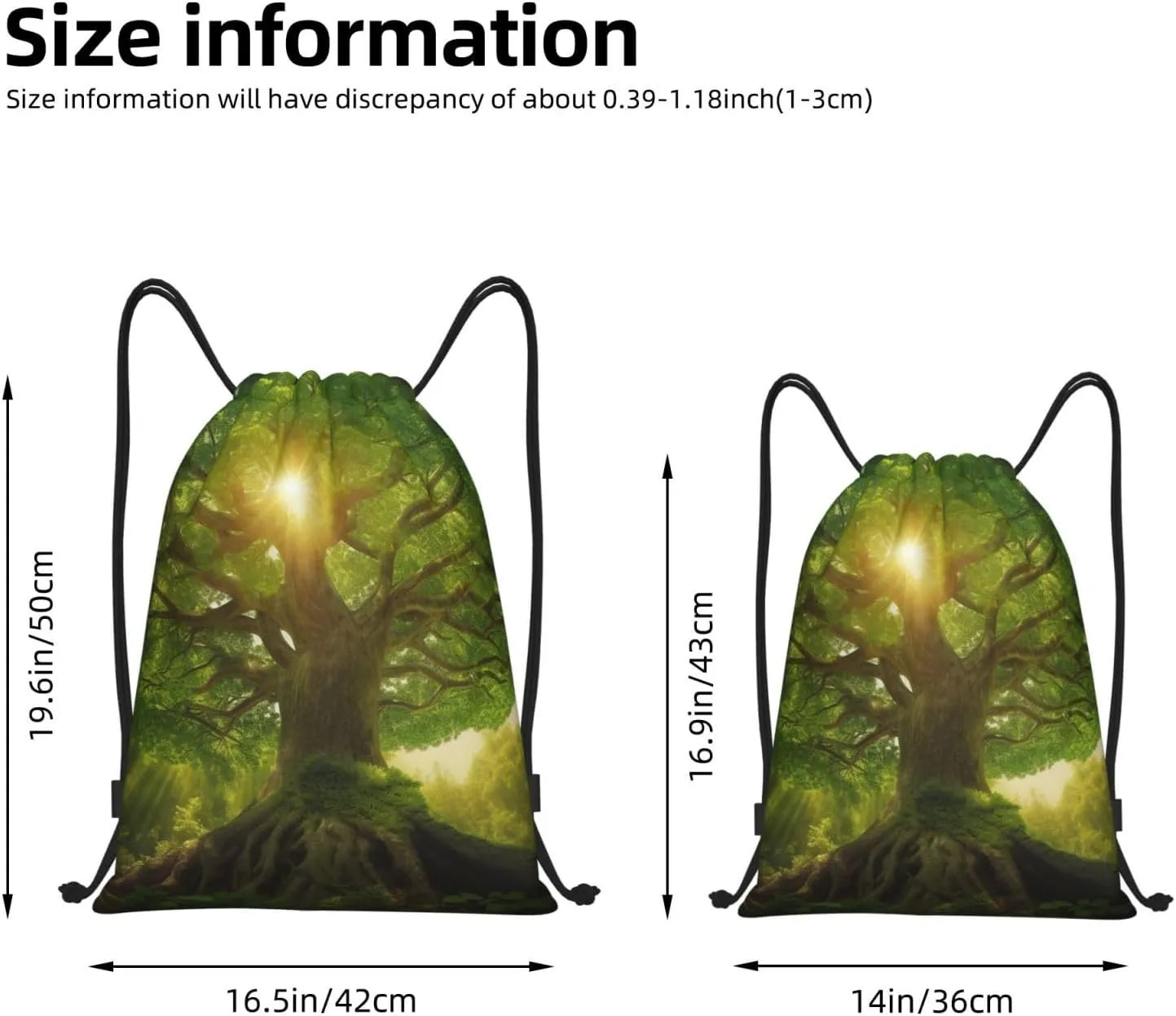 Drawstring Backpack Sports Gym Bag Nature Green Big Tree Drawstring Bags Foldable Backpack for Women Men