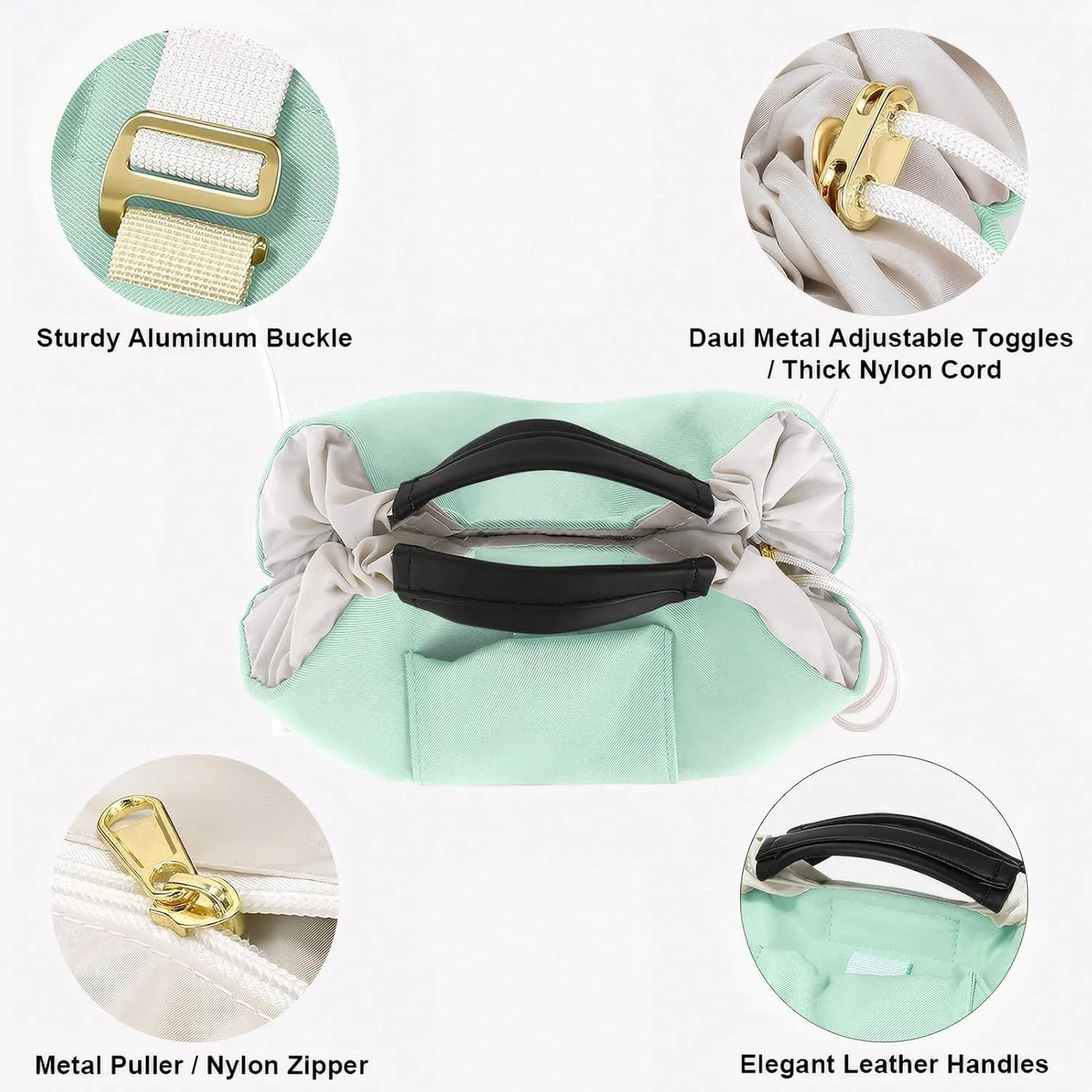 Drawstring Makeup Bag Organizer (Mint Green)