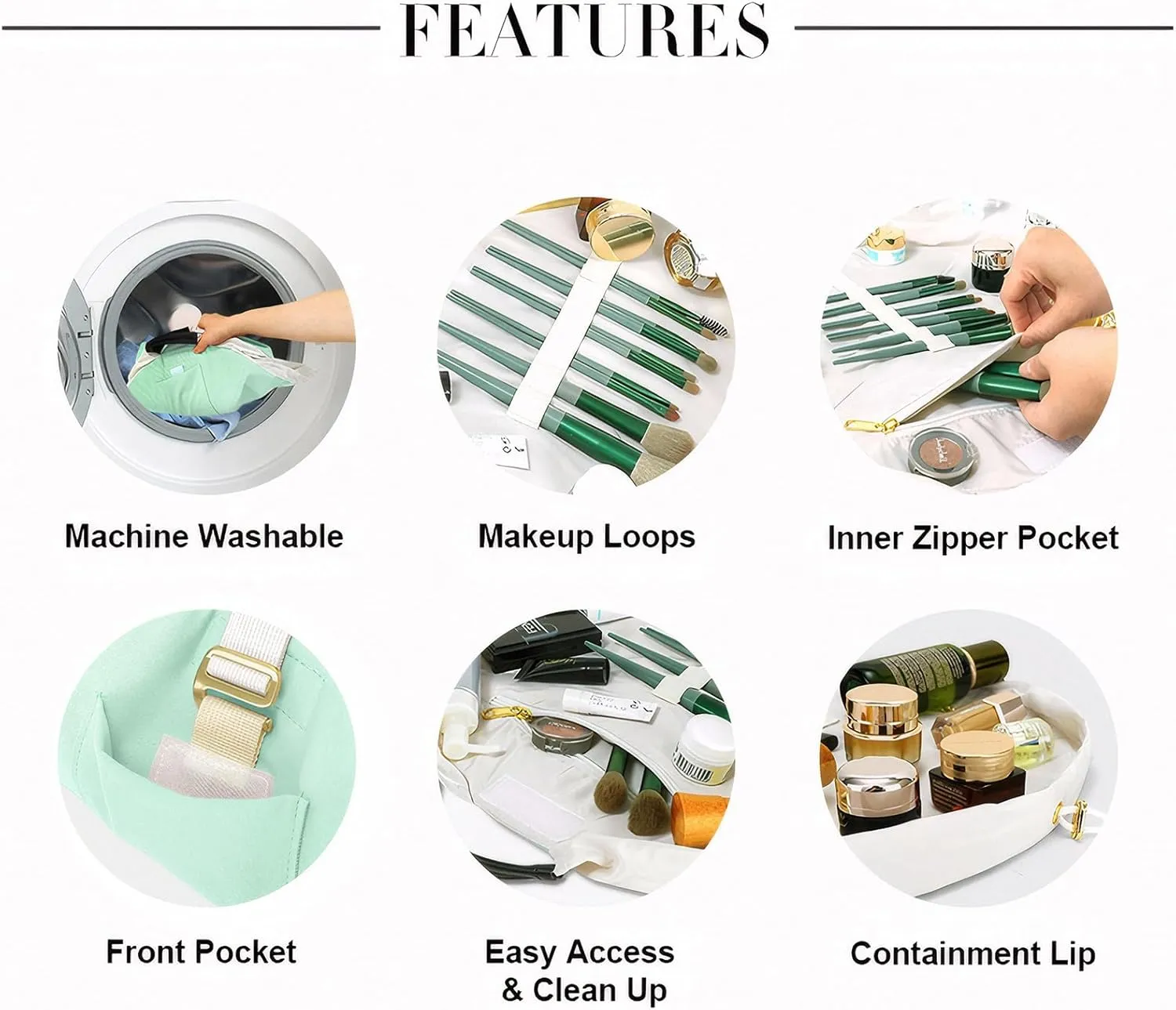 Drawstring Makeup Bag Organizer (Mint Green)