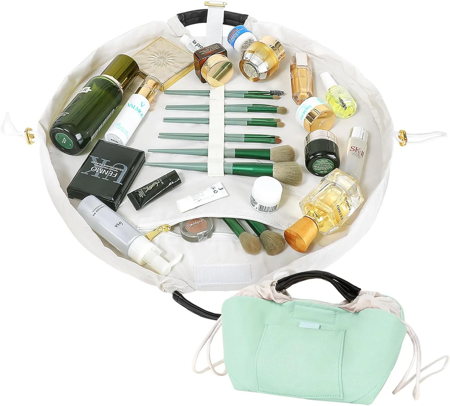Drawstring Makeup Bag Organizer (Mint Green)