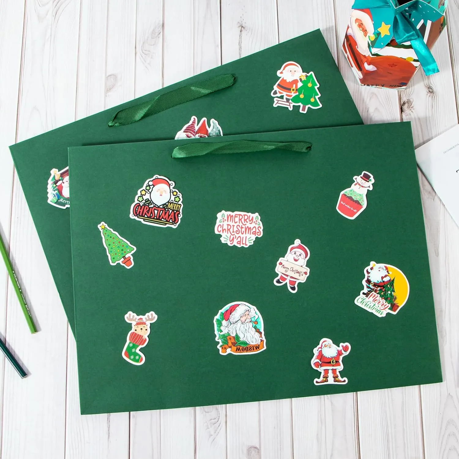 driew Large Green Gift Bags, 12 Pack Extra Large Dark Deep Green Gift Bag Ribbon Handles Heavy Duty Paper Gift Bags 15.8x5.9x12 inches Party Gift Bags for Shopping, Pakcing,Retail