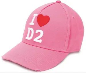 DSQUARED2 Iconic I Love D2 Logo Baseball Cap Cap Baseball Cap Hat, pink