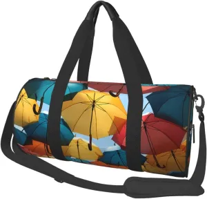 Duffel Bag for Men Women Small Gym Bag Colored Umbrellas Travel Duffel Bag Waterproof Overnight Bag for Sports Workout