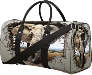 Duffel Bags 3D Elephant Large Tote Bag Elephant Overnight Travel Bags for Women Men Lightweight Duffel Bag Adjustable Strap Carry On Bag Waterproof Gym Travel Bag
