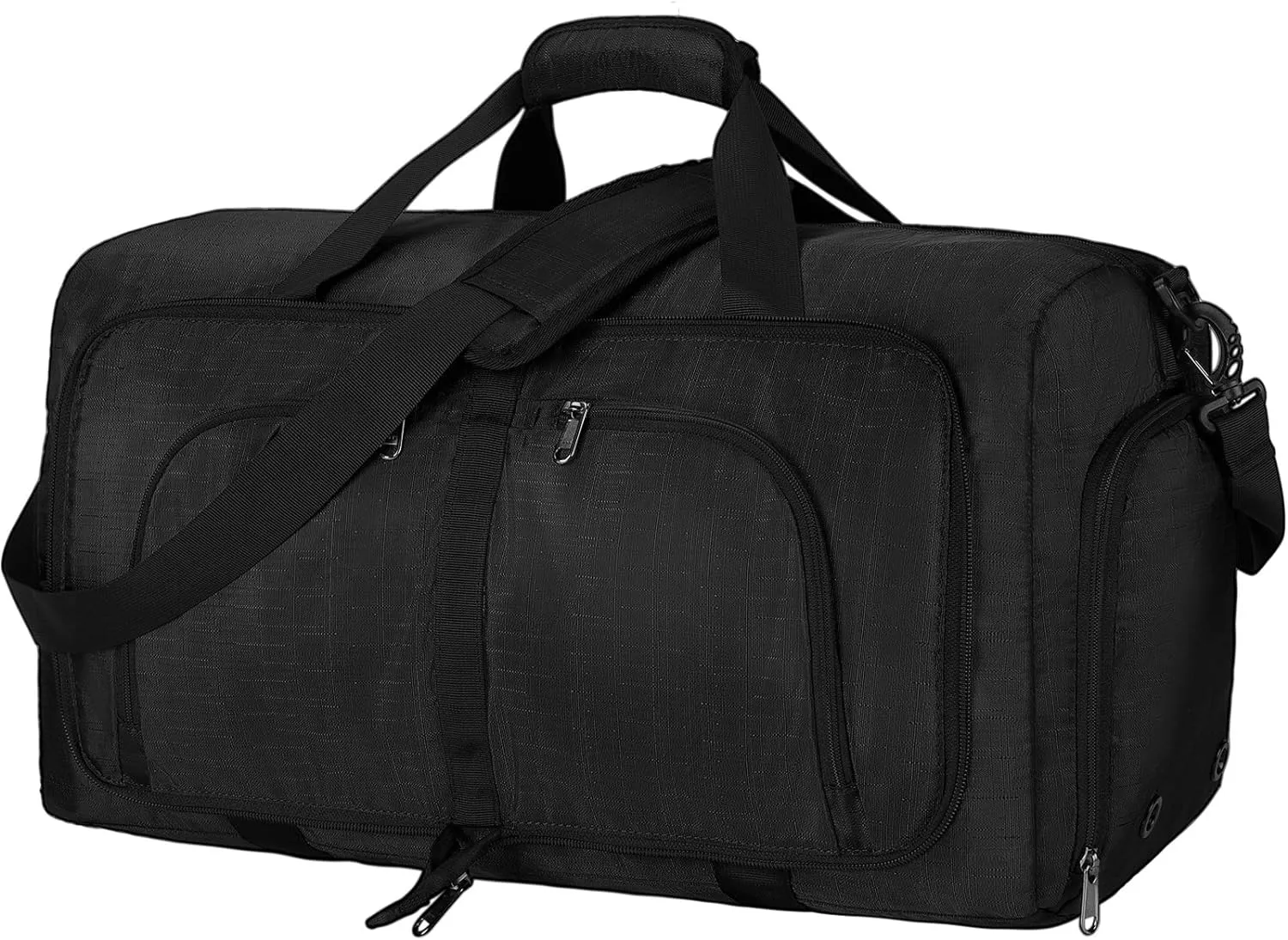 Duffel Bags for Traveling, 65L Carry on Foldable Weekender Overnight Bag for Men Women Waterproof Weekend Travel Duffle Bags with Shoe Compartment,Black